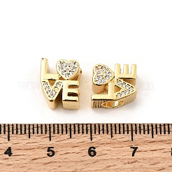 Brass Micro Pave Clear Cubic Zirconia European Beads&nbsp;X-KK-P344-03G