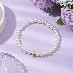 3Pcs 3 Style CCB Imitation Pearl White Jade Beads Bracelets Sets&nbsp;BJEW-JB11055