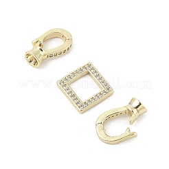 Brass Micro Pave Clear Cubic Zirconia Fold Over Clasps&nbsp;KK-U059-18G