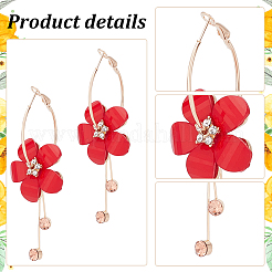 5 Pairs 5 Colors Acrylic Flower Dangle Hoop Earrings with Rhinestone Tassel&nbsp;EJEW-AN0003-70