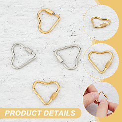 4Pcs 4 Styles 304 Stainless Steel Screw Carabiner Lock Charms&nbsp;STAS-UN0052-23