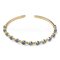Cubic Zirconia Flat Round Open Cuff Bangle&nbsp;BJEW-N012-032B