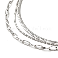 Stainless Steel Chains Three Layers Necklaces&nbsp;NJEW-D054-01A-01P