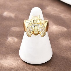 Ladybug Brass Micro Pave Cubic Zirconia Cuff Rings for Women&nbsp;RJEW-A088-09A-G
