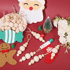 Wood Round Beads Pendant Decoration&nbsp;HJEW-CA00009