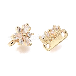 Brass Micro Pave Clear Cubic Zirconia 2-Loop Flower Spacer Bars&nbsp;KK-C258-08LG