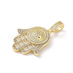 Brass Micro Pave Clear Cubic Zirconia Pendants&nbsp;KK-B141-04G-04