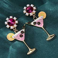 Wine Glass Zinc Alloy Enamel Stud Earrings&nbsp;EJEW-Z088-02G
