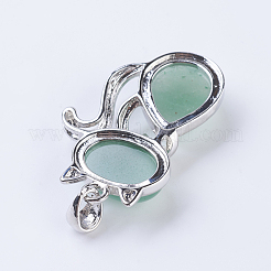 Natural Green Aventurine Kitten Pendants&nbsp;G-P352-B02