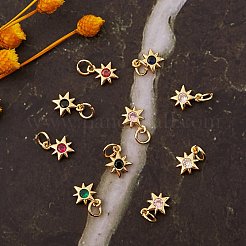 16Pcs 8 Colors Brass Micro Pave Cubic Zirconia Pendants&nbsp;KK-SZ0003-92