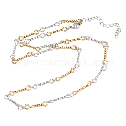 4MM Two Tone 304 Stainless Steel Twisted Bar Link Chain Necklaces for Women Men&nbsp;NJEW-Z115-06GP
