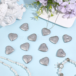 12Pcs 316 Stainless Steel Photo Locket Pendants&nbsp;STAS-HY0002-03