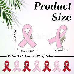 40Pcs 2 Colors AIDS/Breast Cancer Awareness Ribbon Enamel Pins&nbsp;JEWB-ME0001-23