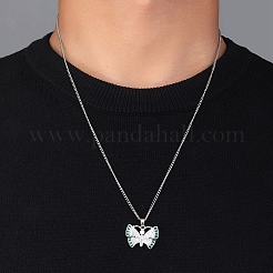 Brass Micro Pave Clear Cubic Zirconia Pendant Necklaces&nbsp;NJEW-M211-01A-P