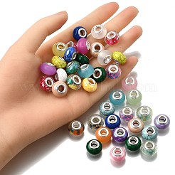 40Pcs 4 Styles AB Color Opaque Resin Imitation Porcelain European Large Hole Rondelle Beads&nbsp;RPDL-FP0001-01
