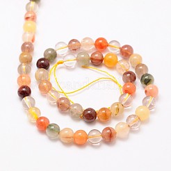 Round Natural Rutilated Quartz Beads Strands&nbsp;G-L425-36-8mm