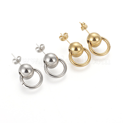 304 Stainless Steel Dangle Stud Earrings&nbsp;EJEW-F246-01GP