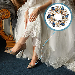 4Pcs 2 Styles Flower Brass Rhinestone Shoe Decorations&nbsp;AJEW-GA0006-94B