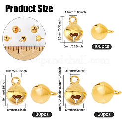 240Pcs 3 Styles Brass Christmas Bell Charms&nbsp;KK-CA0002-57G