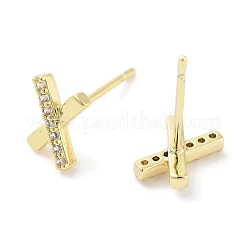 Brass Micro Pave Clear Cubic Zirconia Studs Earring&nbsp;EJEW-S217-G13