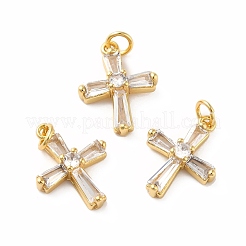 Rack Plating Brass Micro Pave Cubic Zirconia Pendants&nbsp;KK-E281-15G