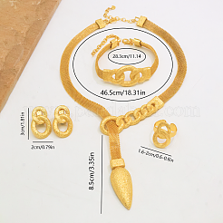 Iron Interlocking Link Bracelets & Earrings & Necklaces & Rings Sets for Women&nbsp;FD7483