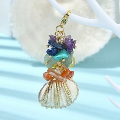 Electroplate Shell Pendant Decorations&nbsp;HJEW-TA00070-01
