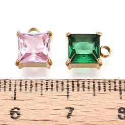 304 Stainless Steel and Cubic Zirconia Pendants&nbsp;STAS-T071-07M-G