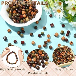 160Pcs 8 Styles Sandalwood Beads&nbsp;WOOD-YW0001-96
