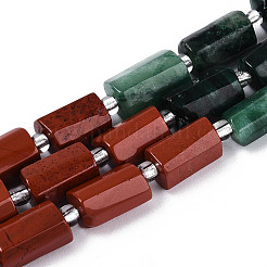 Natural Fuchsite & Red Jasper & Rainbow Moonstone Beads Strands&nbsp;G-T144-15B-01