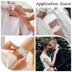 3D Flower Polyester Lace Elastic Bridal Garters&nbsp;AJEW-WH0470-03A