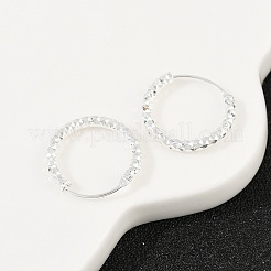 Brass Textured Hoop Earrings&nbsp;EJEW-F378-03B-S