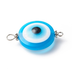 Transparent Evil Eye Resin Connector Charms&nbsp;PALLOY-JF01848-02