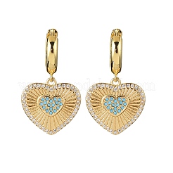 Brass Cubic Zirconia Hoop Earrings&nbsp;EJEW-Q042-02A-G