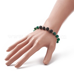 Natural Lava Rock & Dyed Agate Beaded Stretch Bracelet Sets&nbsp;BJEW-JB09181