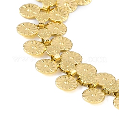 304 Stainless Steel Double Row Flower Link Bracelets for Women&nbsp;BJEW-H615-01G