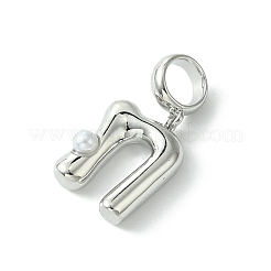 Rack Plating Brass with ABS Plastic Pearl European Dangle Charms&nbsp;KK-G501-02N-P