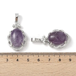 Natural Amethyst Oval Pendants&nbsp;G-NH0025-15P-08