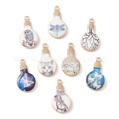 40Pcs 8 Styles Printed Alloy Enamel Pendants&nbsp;ENAM-CJ0004-84