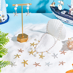 30Pcs 3 Colors Starfish/Sea Stars Brass Pendants&nbsp;KK-PH0013-85