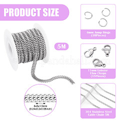 DIY 304 Stainless Steel Curb Chains Bracelet/Necklaces Making Kits&nbsp;DIY-TA0012-22