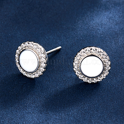 Sterling Silver Geometric White Resin Zircon Earrings Classic Minimalist Elegant Jewelry&nbsp;OO3203-2