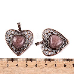Natural & Synthetic  Mixed Gemstone Peach Love Heart Pendants&nbsp;G-G158-01-AB