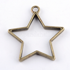 Rack Plating Alloy Star Open Back Bezel Pendants&nbsp;PALLOY-S047-40E-FF