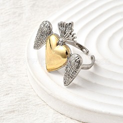 Brass Micro Pave Cubic Zirconia Cuff Rings for Women&nbsp;RJEW-F184-01A-GP