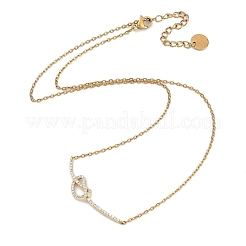 Rack Plating Brass Micro Pave Clear Cubic Zirconia Heart Pendant Cable Chain Necklaces&nbsp;NJEW-P317-08G