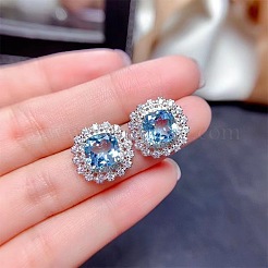 Square Alloy Rhinestone Pendant Necklace & Stud Earring & Finger Ring Sets&nbsp;WG30FCB-01