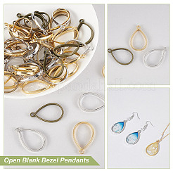 60Pcs 3 Colors Teardrop Alloy Open Back Bezel Pendants&nbsp;FIND-GA0004-28
