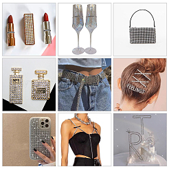 Glass Rhinestone Hotfix Rhinestone & Pearl Ribbon&nbsp;DIY-WH0016-64B