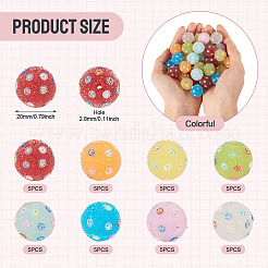 40Pcs 8 Colors Handmade Acrylic Resin Rhinestone Beads&nbsp;CLAY-TA0001-90B